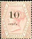 Queen Victoria 10 Cents Surcharged
