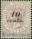 Queen Victoria 10 Cents Surcharged