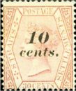 Queen Victoria 10 Cents Surcharged