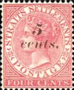Queen Victoria 5 Cents Surcharged