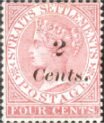 Queen Victoria 2 Cents Surcharged