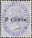 Queen Victoria 2 Cents Surcharged